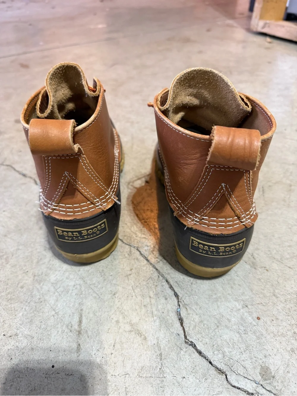 L.L. Bean Brown Leather and Dark Brown Rubber Duck Boots